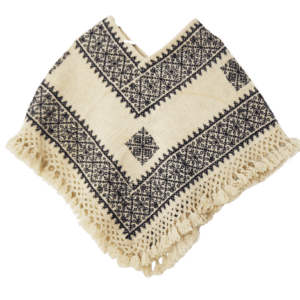 Huipil Laine Écru · Greca & Ojo de Dios (broderie noire)