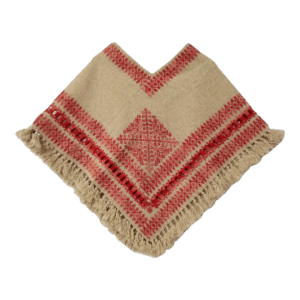 Huipil Laine Écru · Ojo de Dios (losange rose mexicain) brodé main, Puebla — ANTU-UH