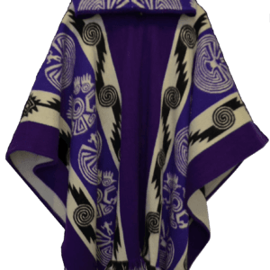 Poncho Pourpre & Blanc · Espirales (réversible)
